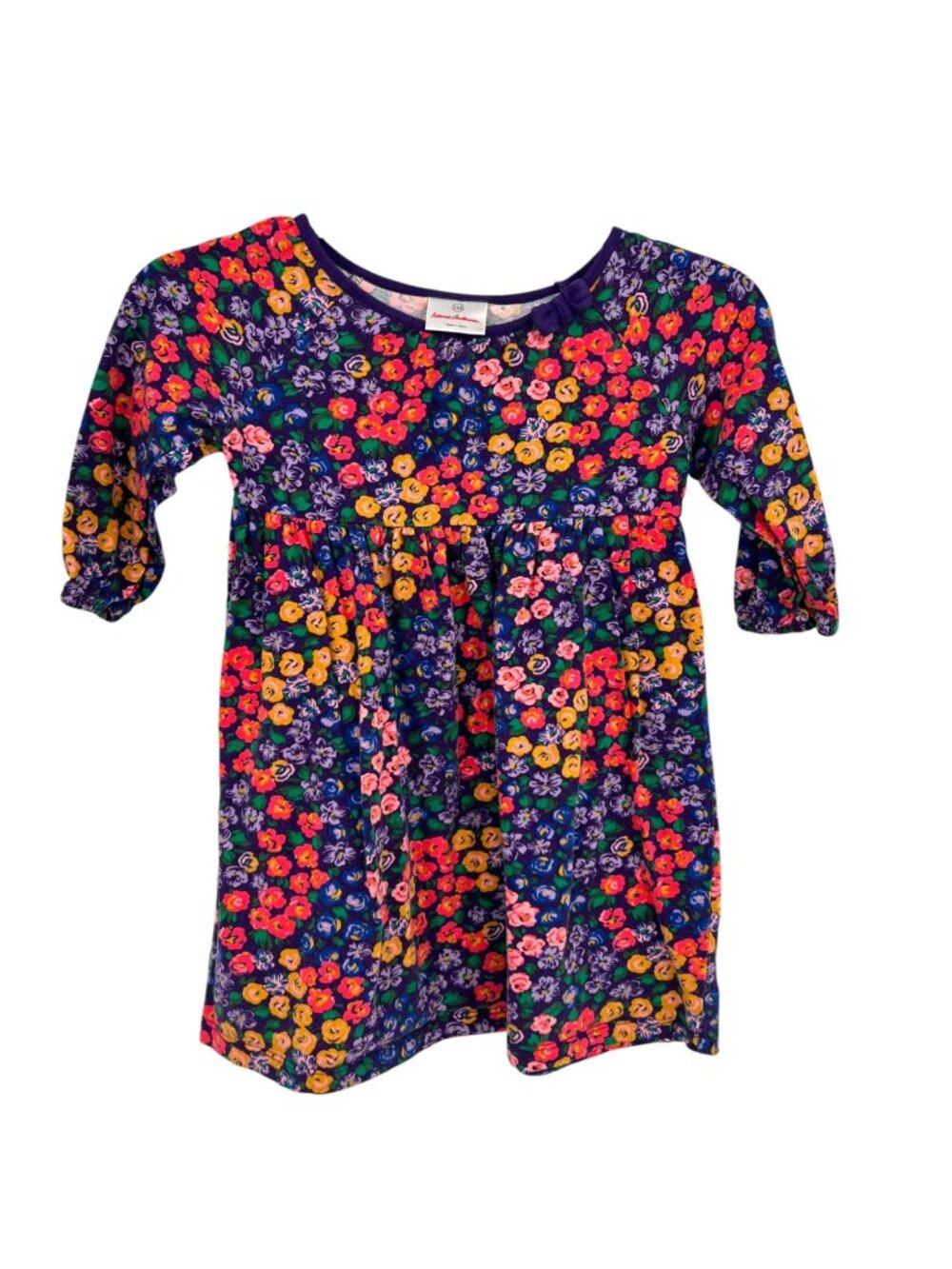 Hanna Andersson Floral Print Cotton Dress Purple Size 5